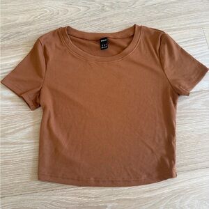 SHEIN Ribbed Short Sleeve Crop Tee